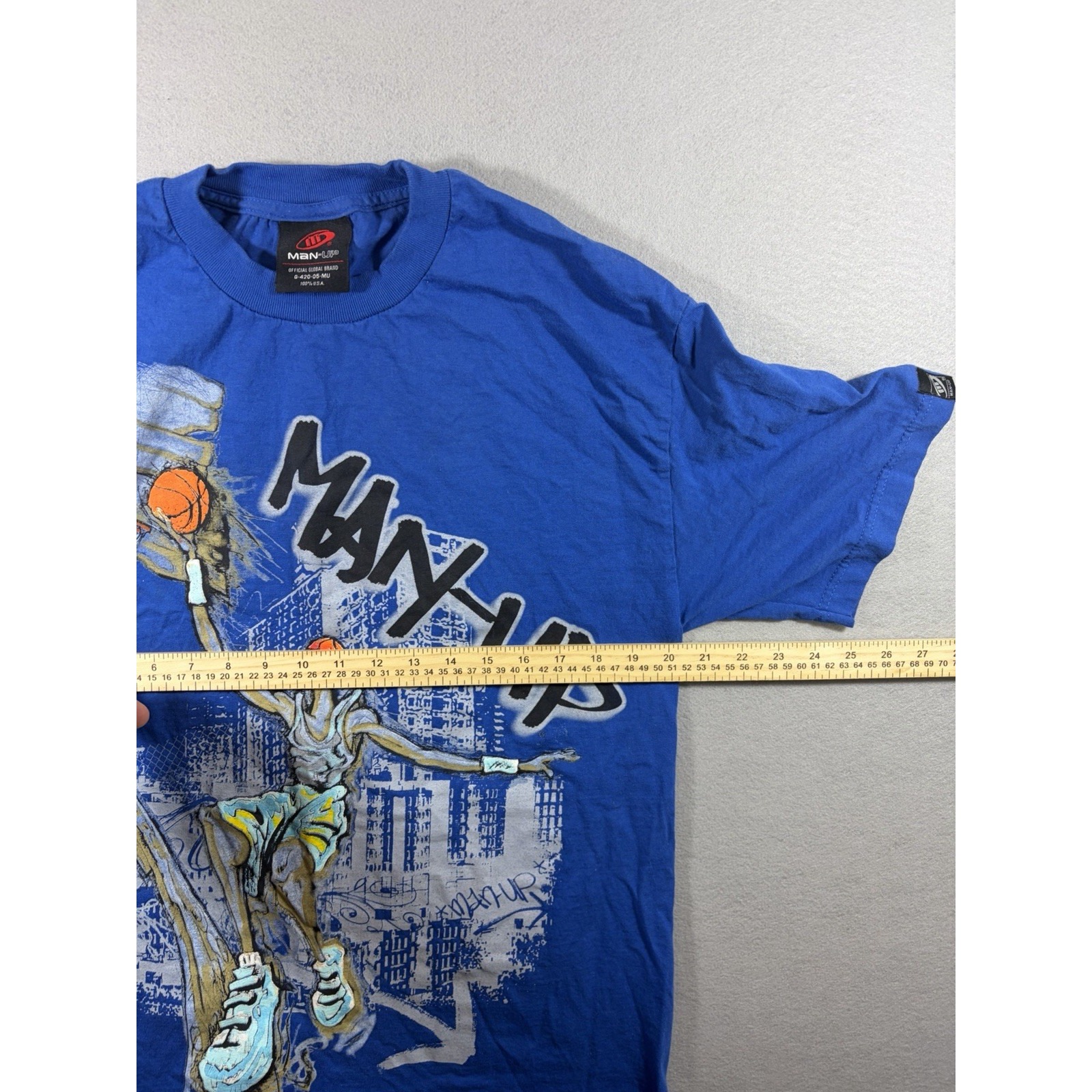 Man-Up Men's Basketball T Shirt Blue Y2k Streetwear Large — image 2 of 6